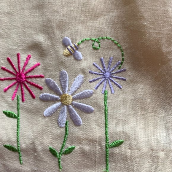 RING AROUND THE ROSIE GIRLS YELLOW HAND EMBROIDERED LINEN COAT DRESS SIZE 4T - Picture 9 of 9